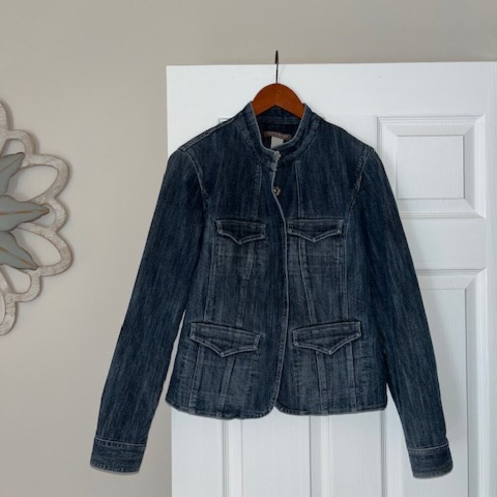 SIGRID OLSEN | Jean Jacket Women’s size 8 Floral Lining-EUC